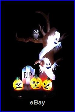 9 Foot Tall Halloween Inflatable Tree with Ghosts, Pumpkins, Owl and Tombstone L