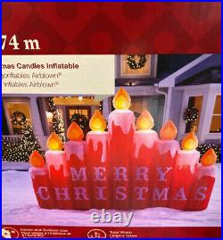 9 Ft CANDLES W MERRY CHRISTMAS SIGN Airblown Lighted Yard Inflatable
