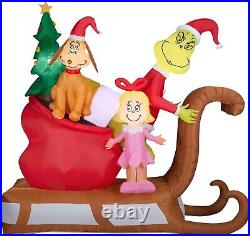 9 Ft Grinch with Max and Cindy Lou on Sleigh Airblown Inflatable Christmas Decor