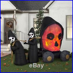 9 ft. Inflatable Lighted Fire and Ice Skull Coach Scene Halloween Airblown Yard