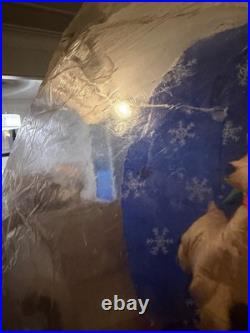 AIRBLOWN GEMMY Inflatable Snow Globe Here Comes SANTA Claus Reindeer Rotating