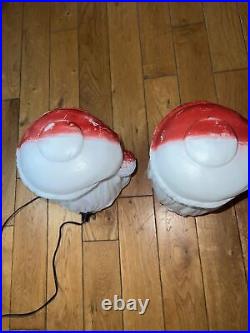 A Pair Of Rare Vintage Santa Claus Head Blow Mold Read Description