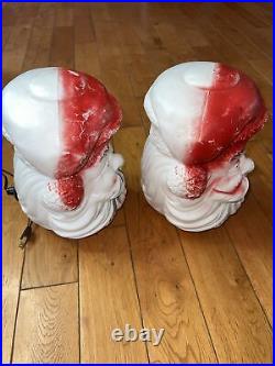 A Pair Of Rare Vintage Santa Claus Head Blow Mold Read Description