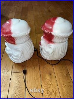 A Pair Of Rare Vintage Santa Claus Head Blow Mold Read Description