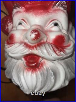 A Pair Of Rare Vintage Santa Claus Head Blow Mold Read Description