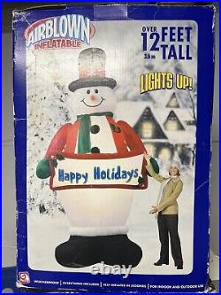 Air blown Inflatable 12 Ft Snowman Happy Holidays