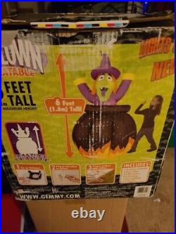 Airblown Inflatable Gemmy Rare 2005 Animated Witch Coming Out Of Pot