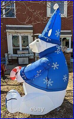 Airblown Inflatable Lighted 8ft Polar Bear Snowflakes Christmas Self-Inflates