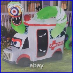 Airblown Inflatable Monster Ambulance 8 Ft Animated Halloween Yard Decor Gemmy