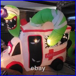 Airblown Inflatable Monster Ambulance 8 Ft Animated Halloween Yard Decor Gemmy