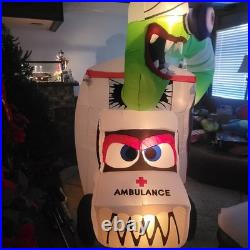 Airblown Inflatable Monster Ambulance 8 Ft Animated Halloween Yard Decor Gemmy