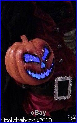 Animated 66 Headless Horseman Halloween Pumpkin Head Haunted House Prop Decor