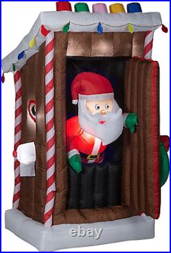 Animated Christmas Airblown Inflatable Santa'S Outhouse, 6 Ft Tall, Brown