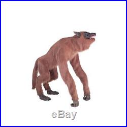Animated Crouching Fur Werewolf LED Eyes 63 in. Halloween Yard Decor Scary Sound
