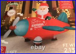 Animated Santa in Air Plane Airblown Inflatable Decoration 7 feet New