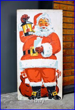 Antique Christmas Santa Store Display Life Size 5ft Sign Decoration VTG 1950s