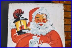 Antique Christmas Santa Store Display Life Size 5ft Sign Decoration VTG 1950s