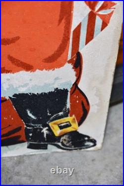 Antique Christmas Santa Store Display Life Size 5ft Sign Decoration VTG 1950s