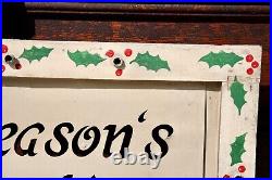 Antique Santa Face Christmas Lighted Sign Store Display vintage wood frame RARE