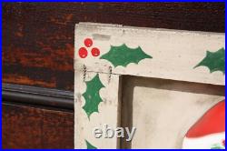 Antique Santa Face Christmas Lighted Sign Store Display vintage wood frame RARE