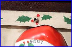 Antique Santa Face Christmas Lighted Sign Store Display vintage wood frame RARE