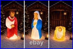 Blow Mold Christmas Nativity Set of 3 General Foam New U. S. A. Large 28