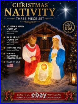 Blow Mold Christmas Nativity Set of 3 General Foam New U. S. A. Large 28