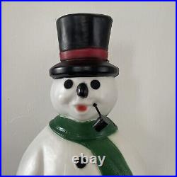 Blow Mold Frosty Snowman Pipe Top Hat Christmas Decoration General Foam Vtg 34