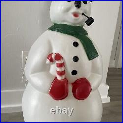 Blow Mold Frosty Snowman Pipe Top Hat Christmas Decoration General Foam Vtg 34