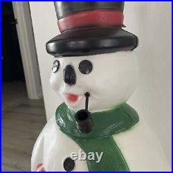 Blow Mold Frosty Snowman Pipe Top Hat Christmas Decoration General Foam Vtg 34