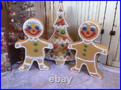 Blow Mold Gingerbread Figures And Tree Collection Lighted Union Products
