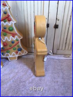 Blow Mold Gingerbread Figures And Tree Collection Lighted Union Products