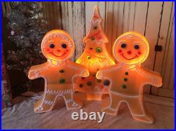 Blow Mold Gingerbread Figures And Tree Collection Lighted Union Products