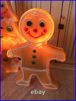Blow Mold Gingerbread Figures And Tree Collection Lighted Union Products