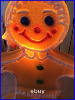 Blow Mold Gingerbread Figures And Tree Collection Lighted Union Products