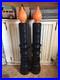 Blow Mold Halloween Candles Haunted House Black Orange Flame Empire Mold PAIR