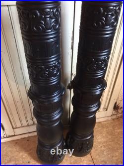 Blow Mold Halloween Candles Haunted House Black Orange Flame Empire Mold PAIR