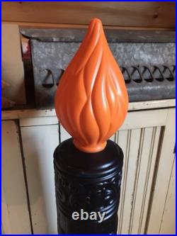 Blow Mold Halloween Candles Haunted House Black Orange Flame Empire Mold PAIR