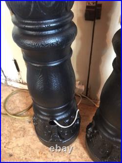 Blow Mold Halloween Candles Haunted House Black Orange Flame Empire Mold PAIR