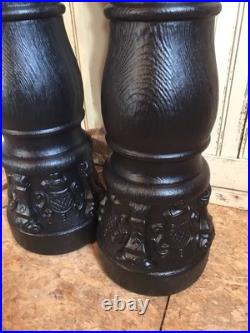 Blow Mold Halloween Candles Haunted House Black Orange Flame Empire Mold PAIR