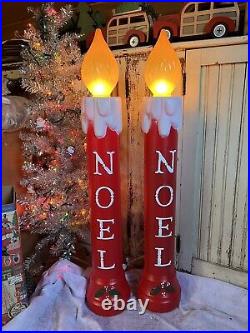 Blow Mold Noel Frosted Tops Nostalgic Christmas Candles Union 39 Lot Of 4