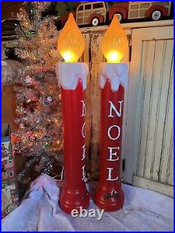 Blow Mold Noel Frosted Tops Nostalgic Christmas Candles Union 39 Lot Of 4