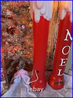 Blow Mold Noel Frosted Tops Nostalgic Christmas Candles Union 39 Lot Of 4