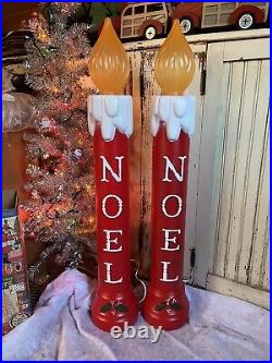 Blow Mold Noel Frosted Tops Nostalgic Christmas Candles Union 39 Lot Of 4