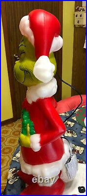 Blow Mold The Grinch Dr Seuss Christmas Santa Xmas 24 Gemmy New Light Up Decor