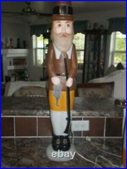 Blow Mold Vtg Pilgrim Man Don Featherstone Thanksgiving Fall Union Products