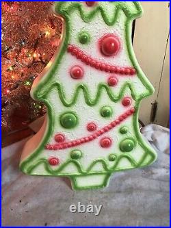 Blow Mold White Gingerbread Trees Red And Green Union Don Featherstone 29