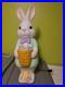 Bunny Blow Mold Blue Easter Bunny Rabbit Holding Flowers Cracker Barrel Holiday