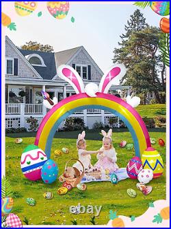 Bunny Ears Eggs Rainbow Arch Easter Inflatable Outdoor Yard Decoration Clearance