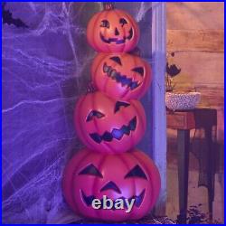 CRACKER BARREL Halloween 2024 3 Foot Stacked Pumpkins Blow Mold Light Up Decor